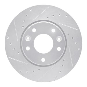Nissan Kicks Brake Rotor (1) - Front Left - R1 Concepts - Drilled & Slotted - Silver - `20-`25